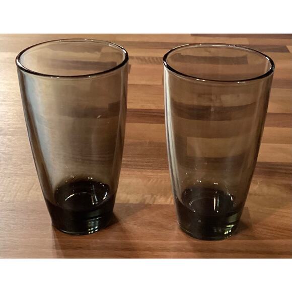 Set of 2 Vintage Libbey Classic Smoke 18 oz Glasses MCM Tumbler Drinkware - Picture 4 of 11